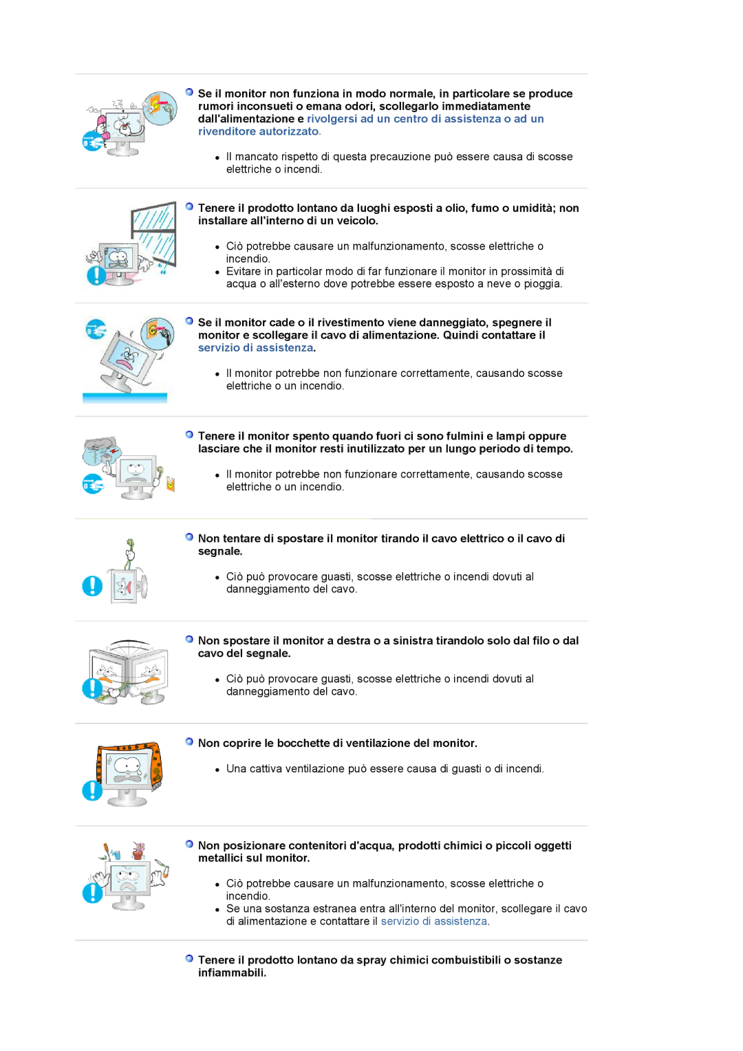 Samsung LS19HAKCSQ/EDC manual Non coprire le bocchette di ventilazione del monitor 