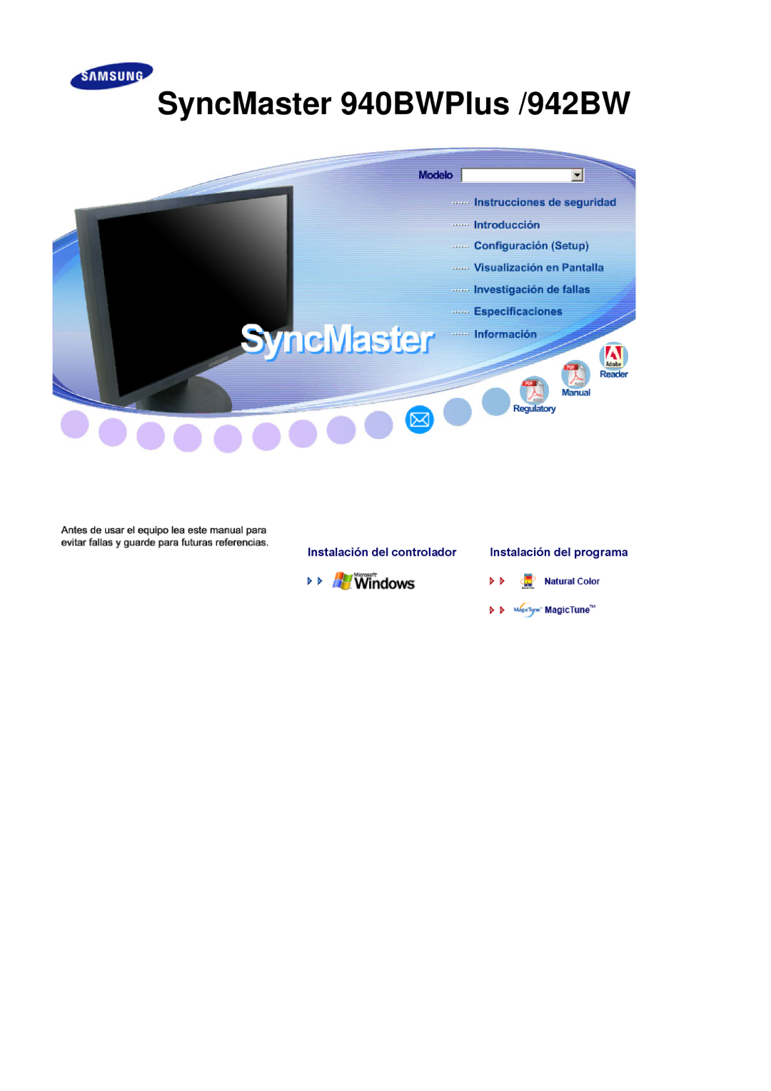 Samsung LS19HAKCSQ/EDC manual SyncMaster 940BWPlus /942BW 