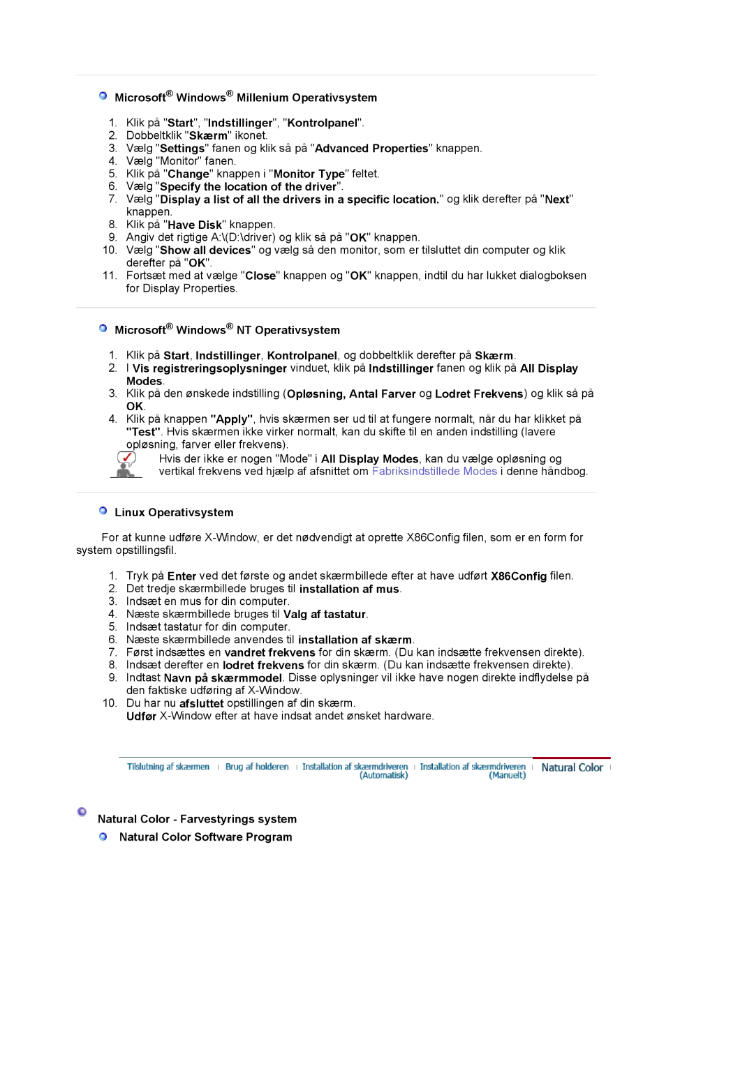 Samsung LS19HAKCSQ/EDC manual Microsoft Windows NT Operativsystem, Linux Operativsystem 