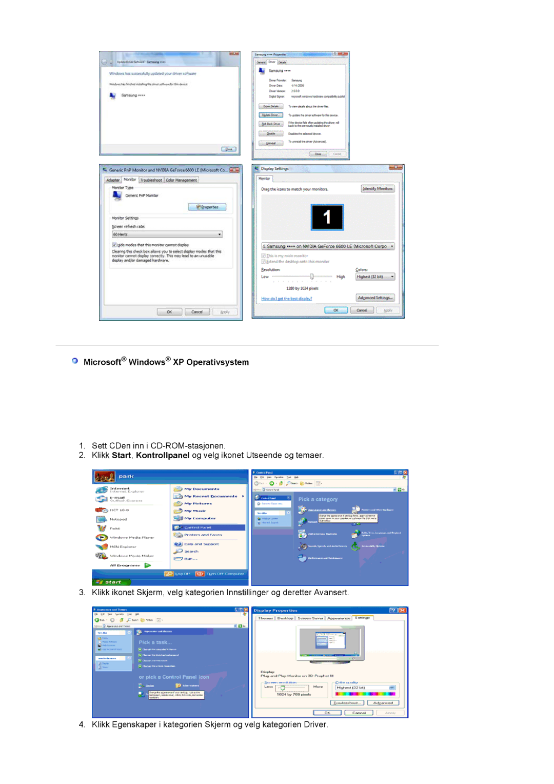 Samsung LS19HAKCSQ/EDC manual Microsoft Windows XP Operativsystem 