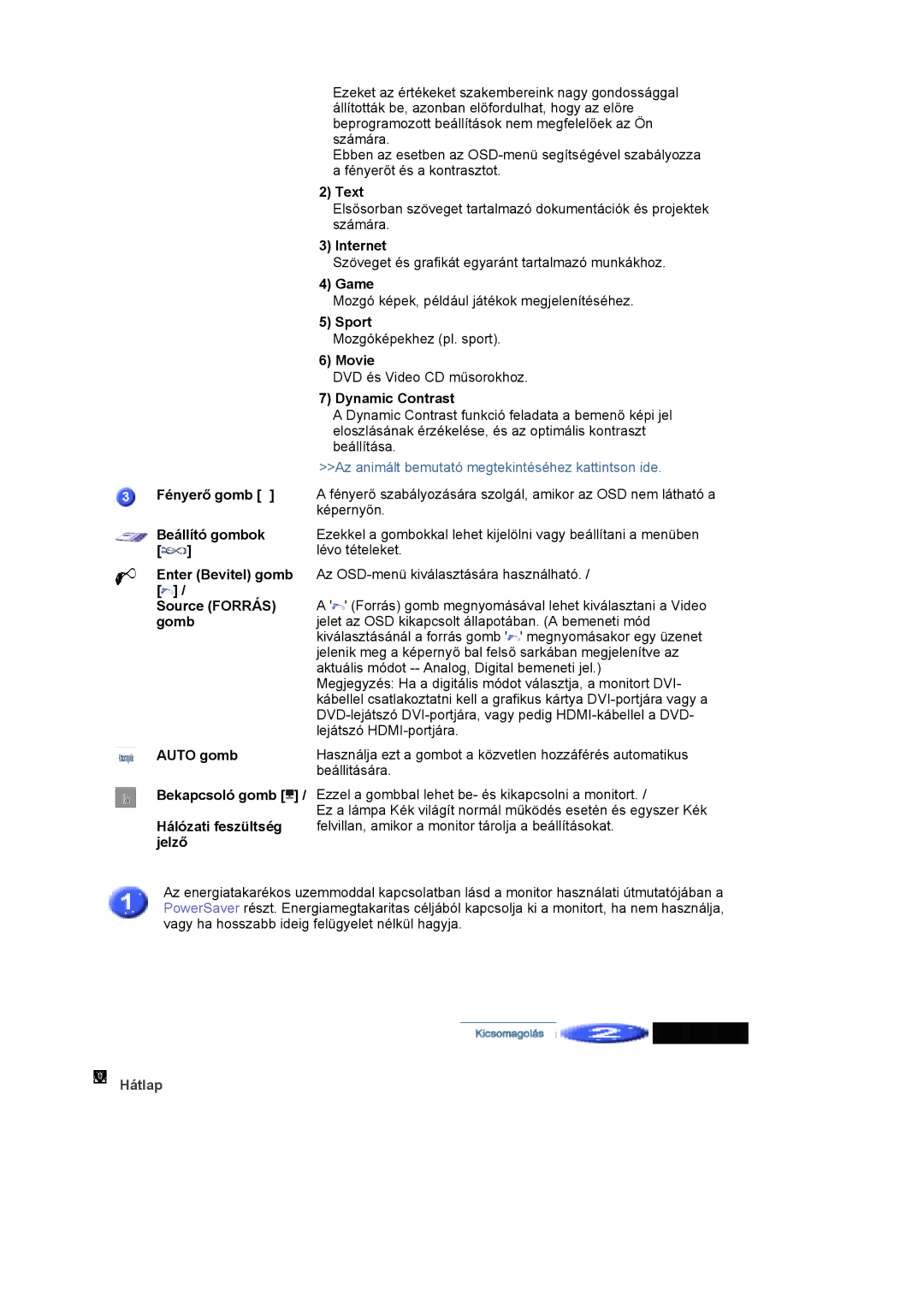 Samsung LS19HAKCSQ/EDC manual Hátlap 