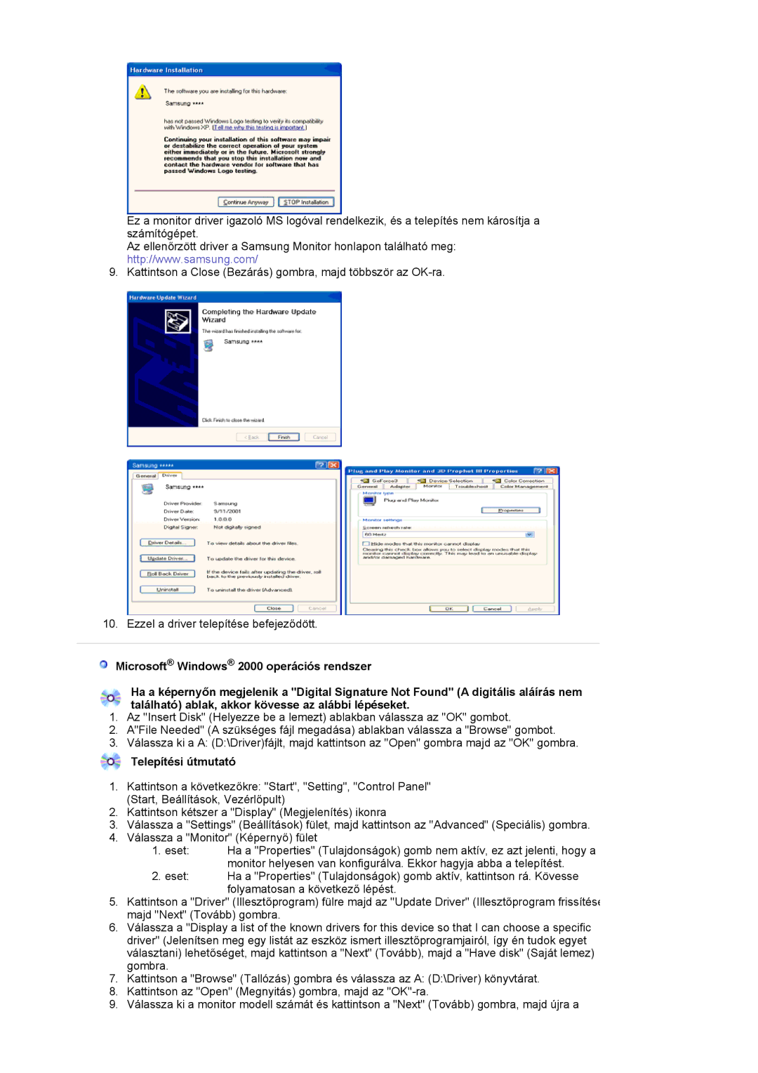 Samsung LS19HAKCSQ/EDC manual Telepítési útmutató 