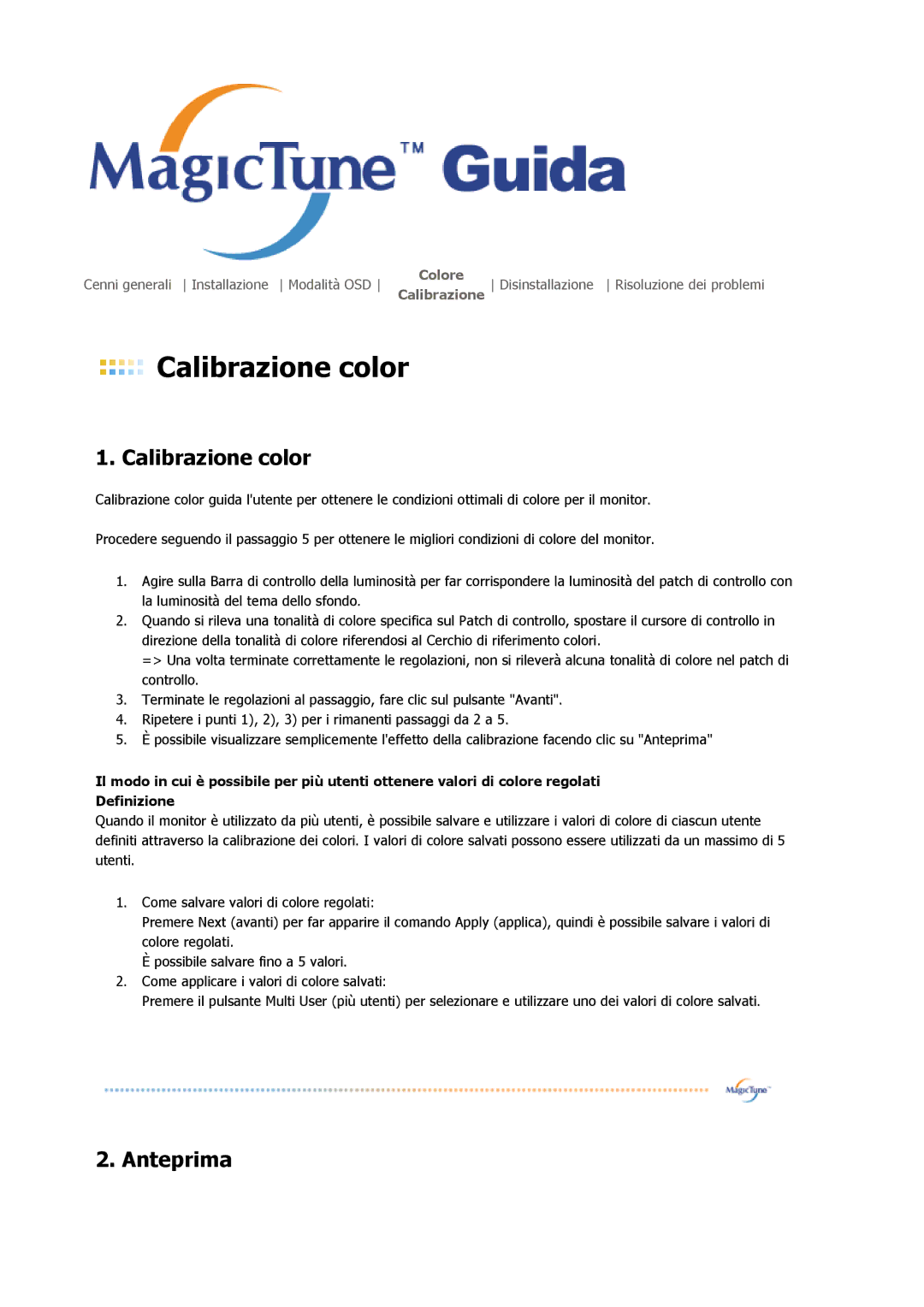 Samsung LS17HAAKSMXSE, LS19HALKSB/EDC, LS17HATTSQ/EDC, LS15HAAKS/EDC, LS17HAAES/EDC, MJ19BSTSQ/EDC manual Calibrazione color 