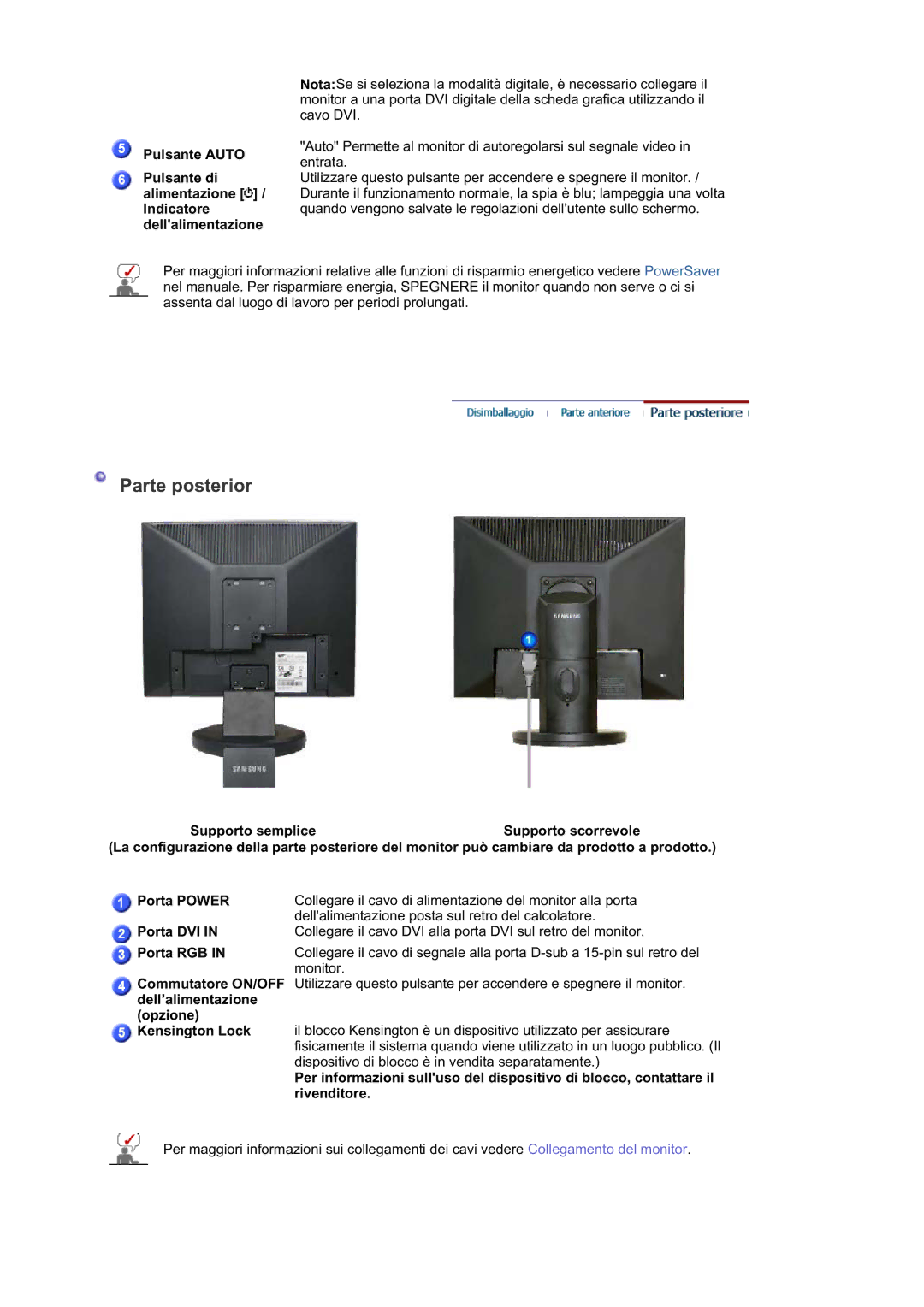 Samsung LS15HAAKBMXSE, LS19HALKSB/EDC, LS17HATTSQ/EDC, LS15HAAKS/EDC, LS17HAAES/EDC, MJ19BSTSQ/EDC manual Parte posterior 