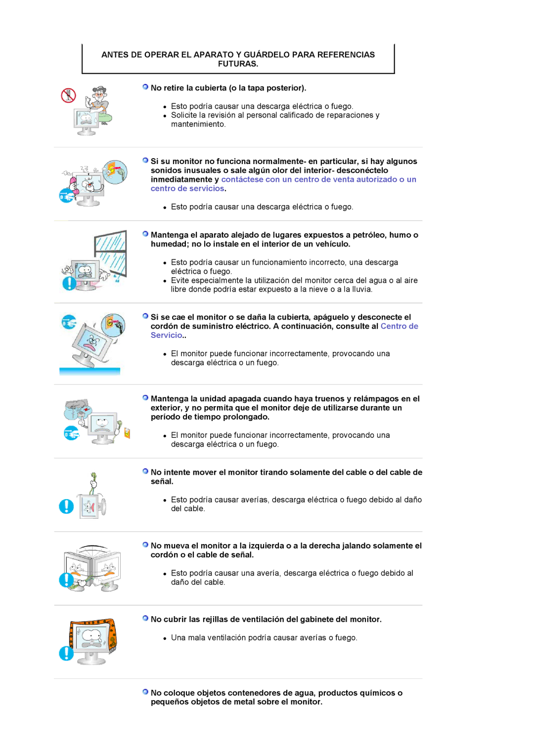 Samsung LS19HALKSZ/EDC manual No retire la cubierta o la tapa posterior 