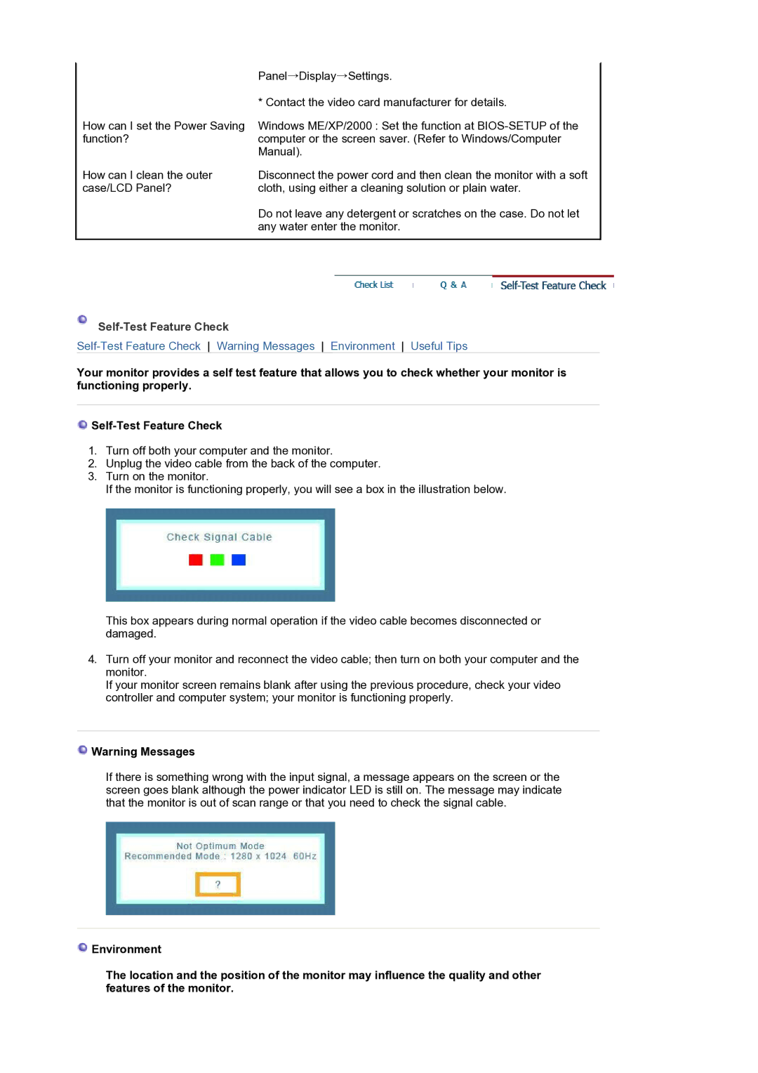 Samsung LS19HALKSZ/EDC manual Self-Test Feature Check 