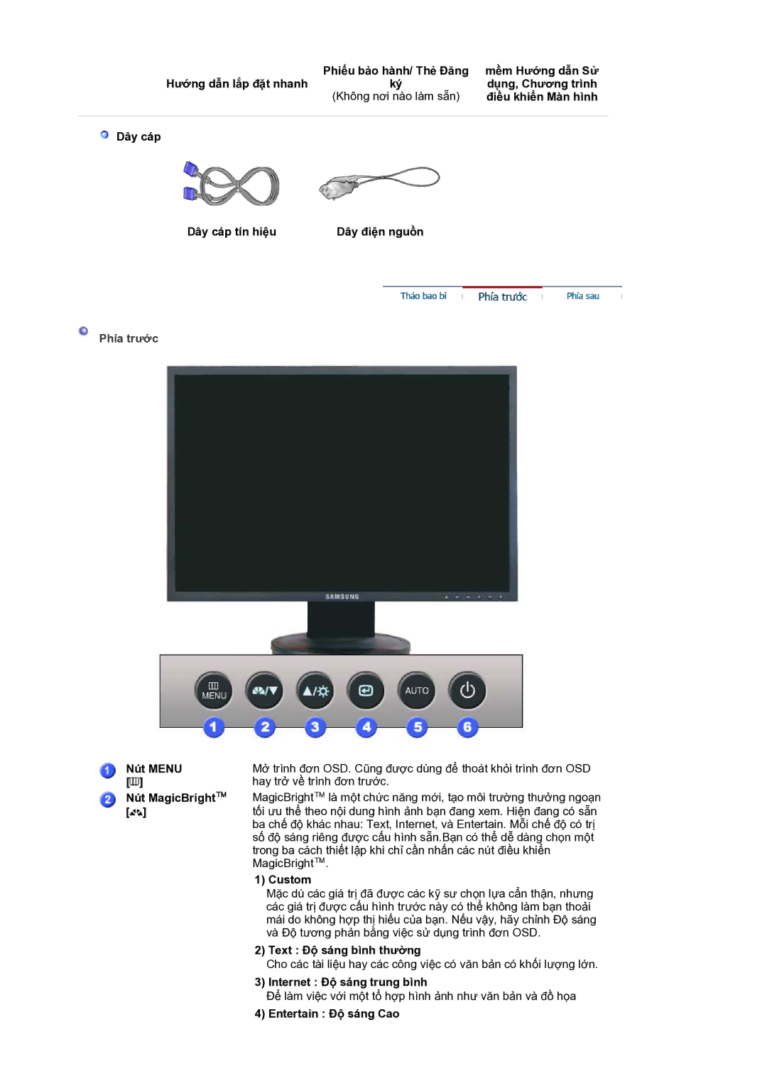 Samsung LS19HANKBM/XSV manual Phía trước 