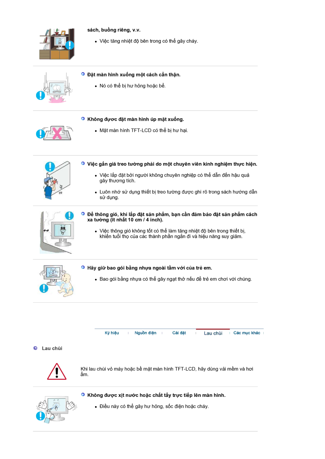 Samsung LS19HANKBM/XSV manual Lau chùi 