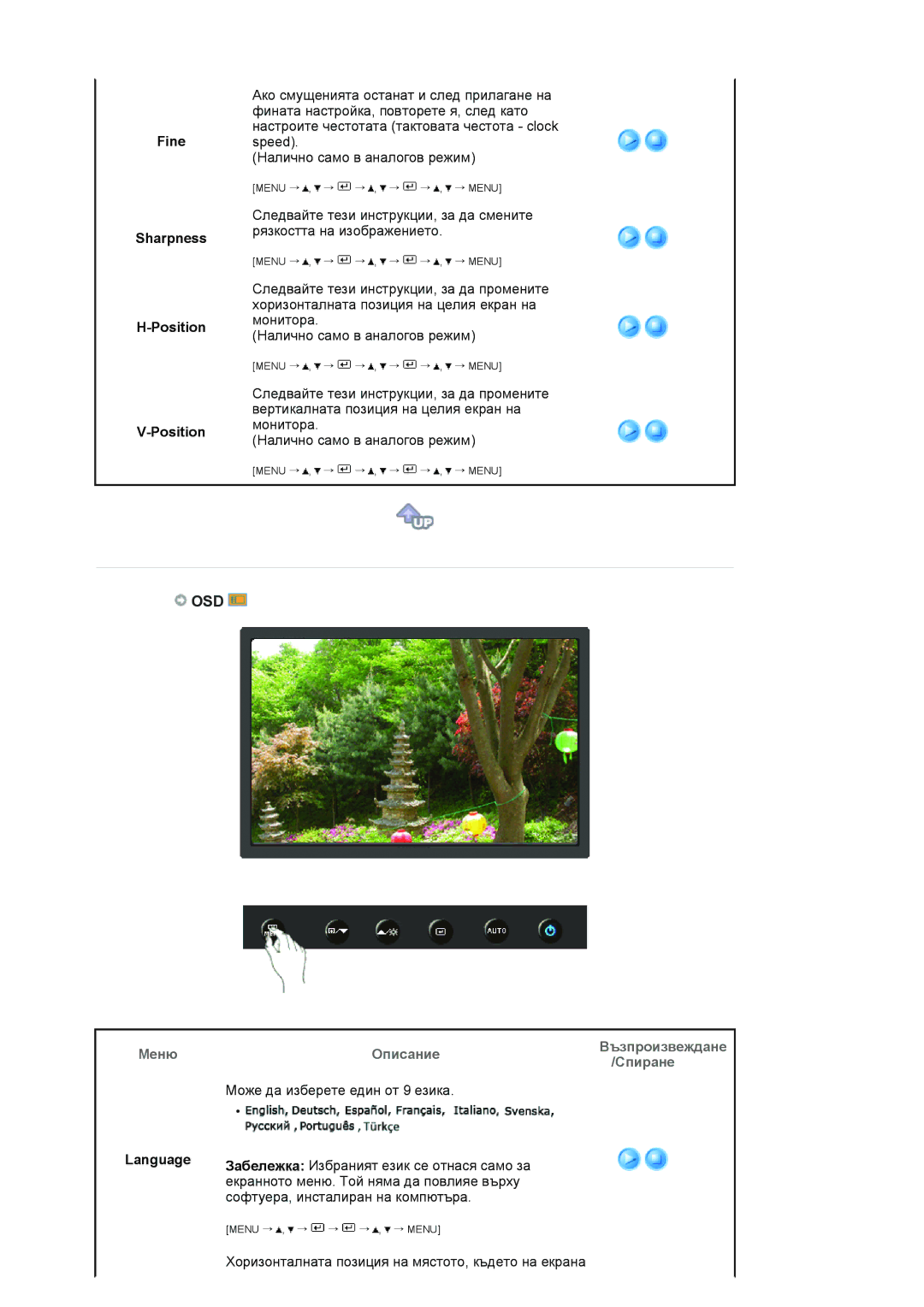 Samsung LS19HANKSHEDC, LS19HANKBDHEDC manual Osd, Fine Sharpness Position, Language 