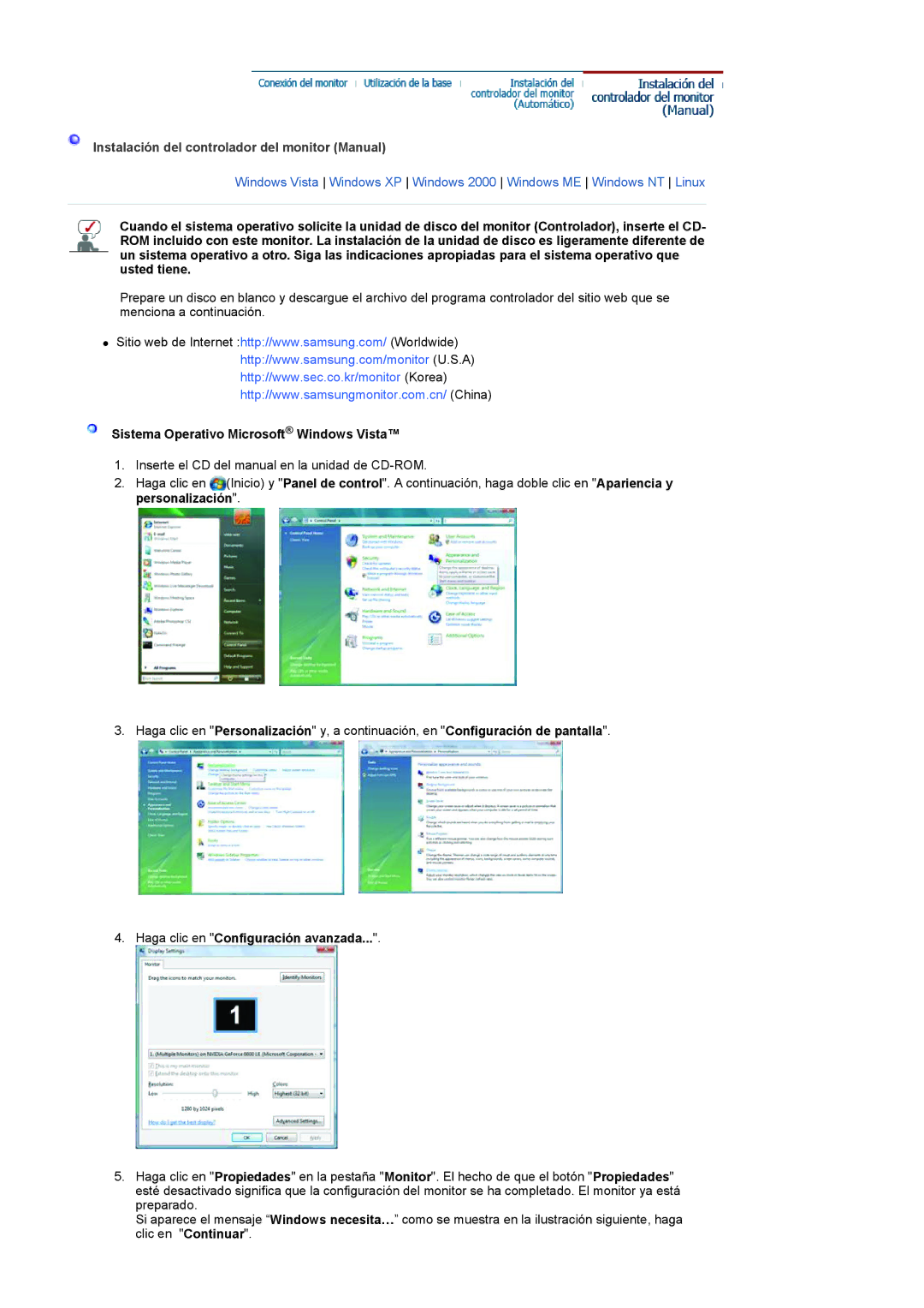 Samsung LS22HANKSUEDC, LS19HANKSHEDC, LS20HANKSHEDC, LS19HANKBDHEDC manual Instalación del controlador del monitor Manual 