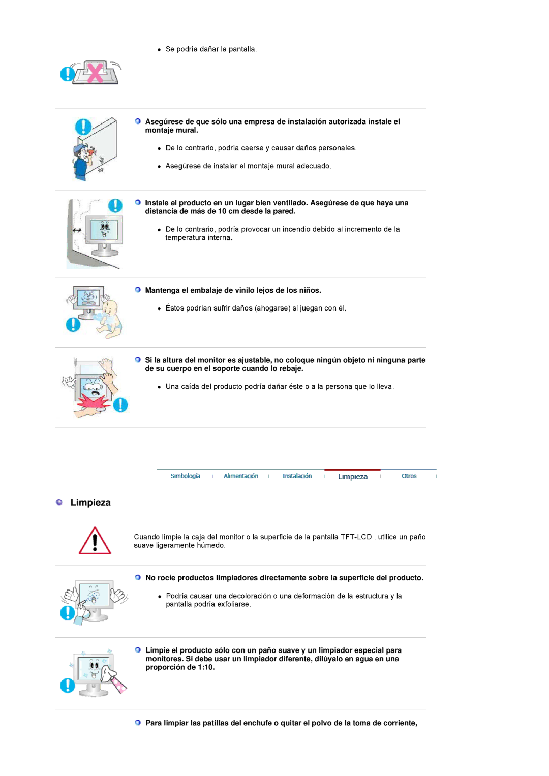 Samsung LS22HANKSUEDC, LS19HANKSHEDC, LS20HANKSHEDC, LS19HANKBDHEDC manual Limpieza 