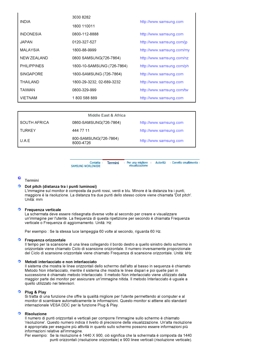 Samsung LS19HANKSHEDC, LS22HANKSUEDC, LS20HANKSHEDC, LS19HANKSUEDC manual Middle East & Africa 