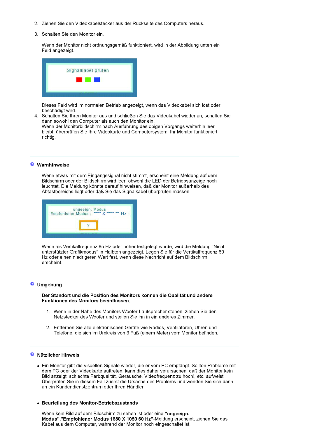 Samsung LS20HANKSHEDC, LS19HANKSHEDC, LS22HANKSUEDC manual Warnhinweise 