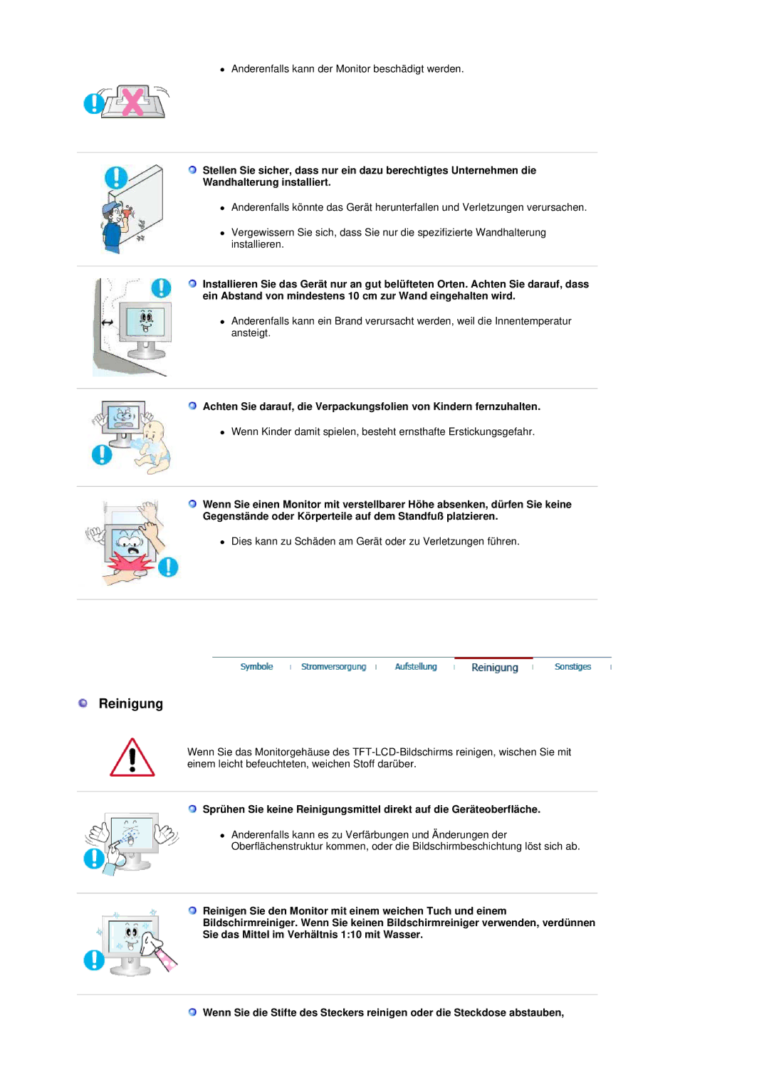 Samsung LS20HANKSHEDC, LS19HANKSHEDC, LS22HANKSUEDC manual Reinigung 