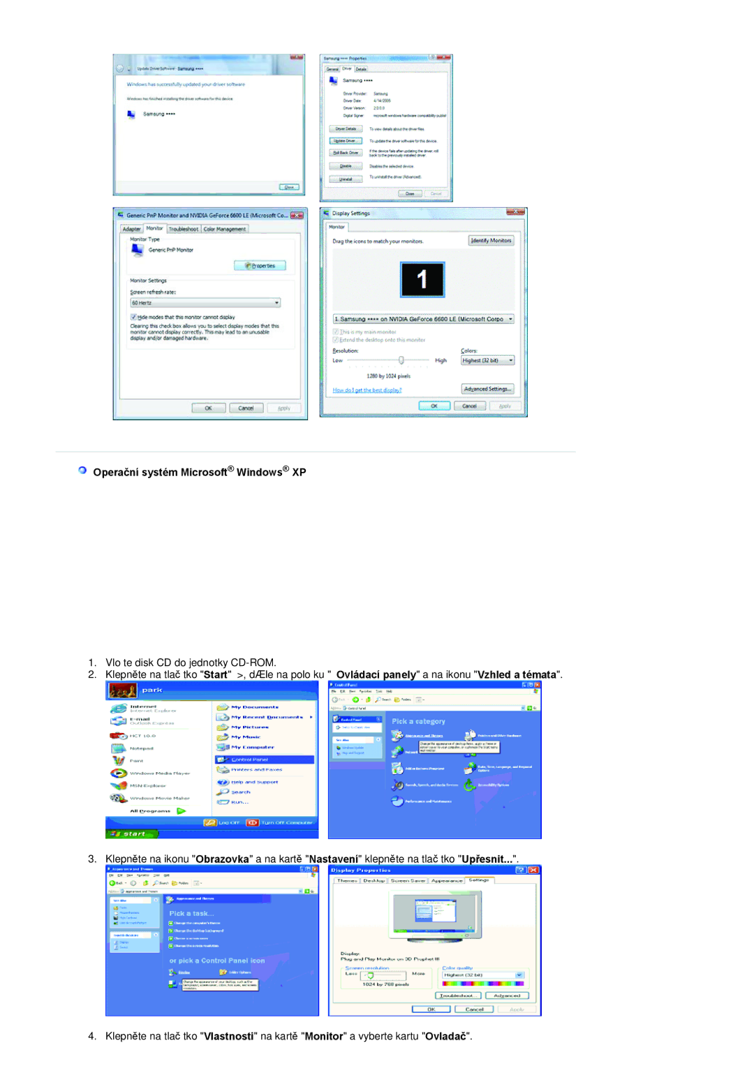 Samsung LS22HANKSUEDC, LS19HANKSHEDC, LS20HANKSHEDC manual Operační systém Microsoft Windows XP 