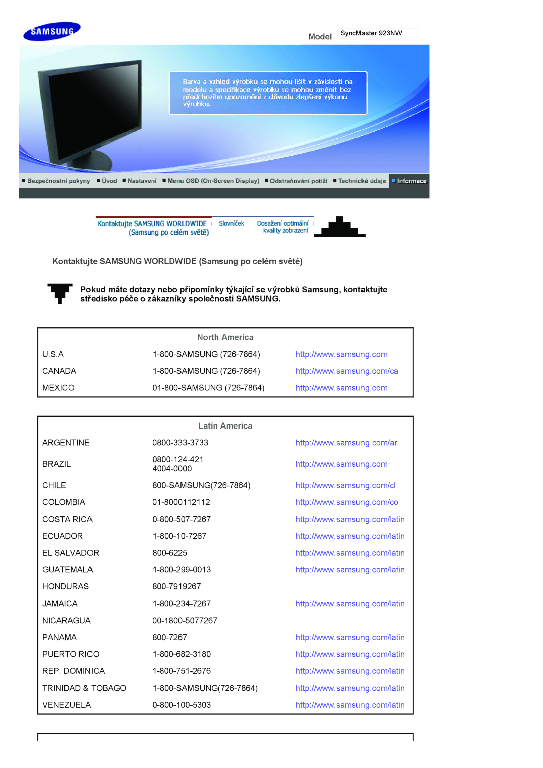 Samsung LS19HANKSHEDC, LS22HANKSUEDC, LS20HANKSHEDC manual North America, Latin America 