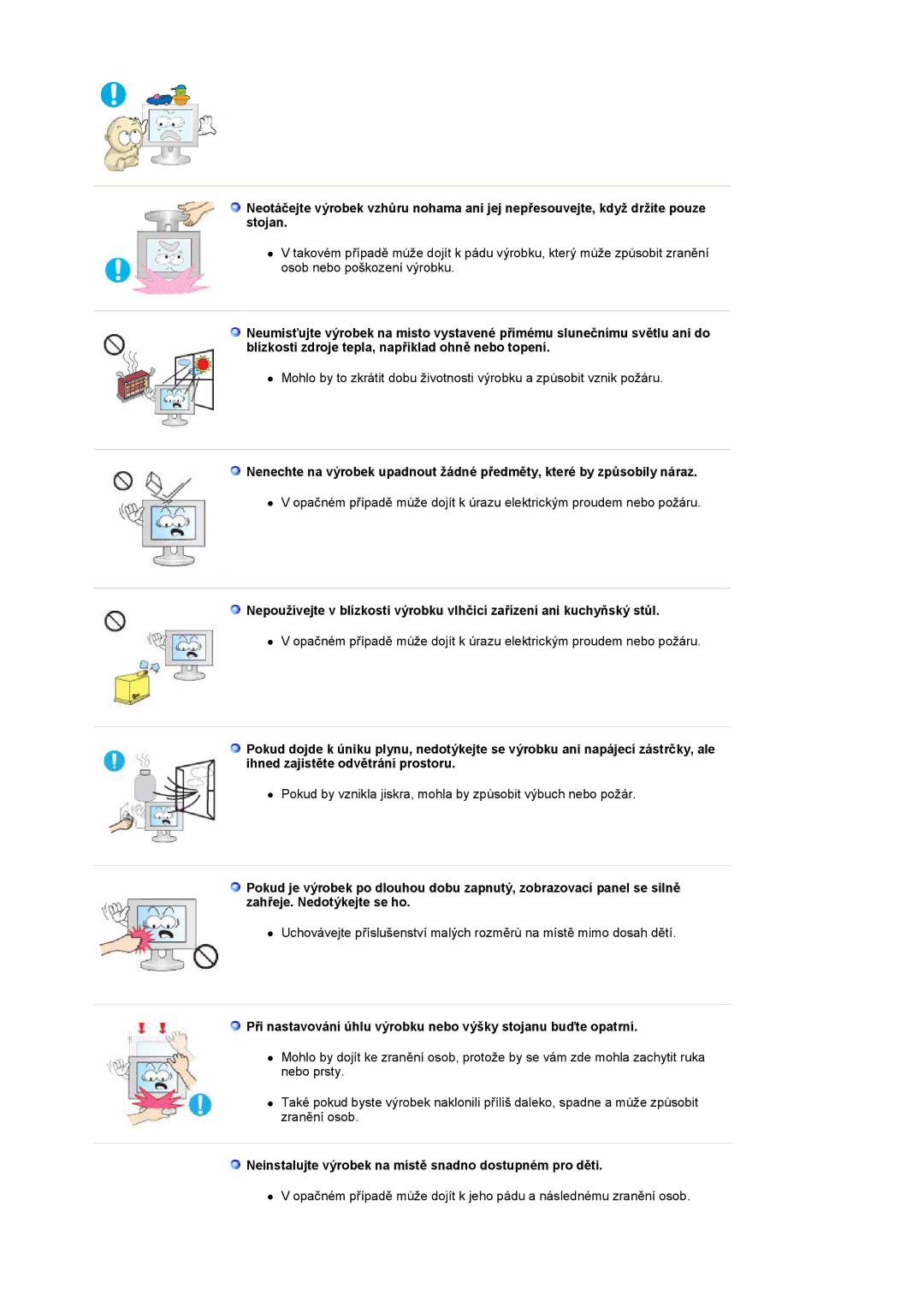 Samsung LS19HANKSHEDC, LS22HANKSUEDC, LS20HANKSHEDC manual Neinstalujte výrobek na místě snadno dostupném pro děti 