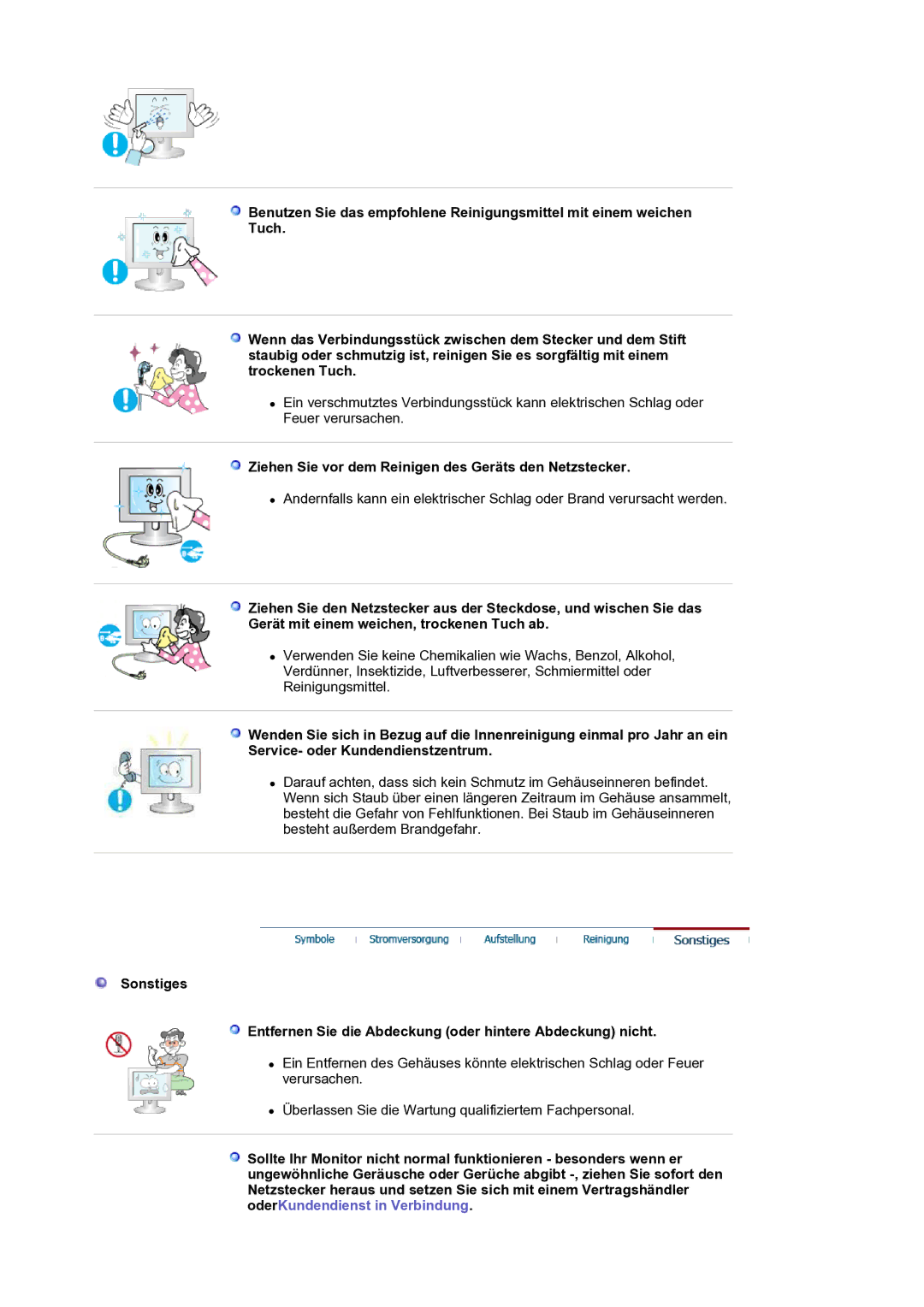 Samsung LS19HANKSM/EDC manual Ziehen Sie vor dem Reinigen des Geräts den Netzstecker 