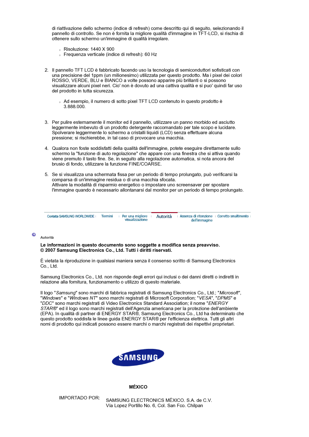 Samsung LS19HANKSM/EDC manual México 