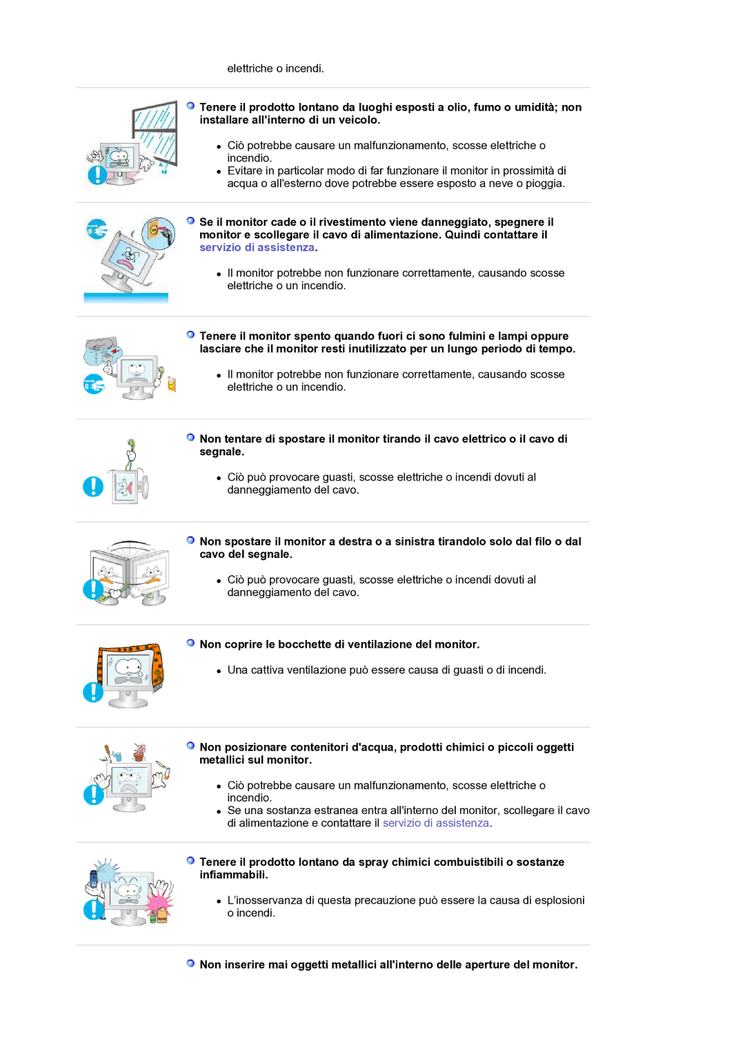 Samsung LS19HANKSM/EDC manual Non coprire le bocchette di ventilazione del monitor 