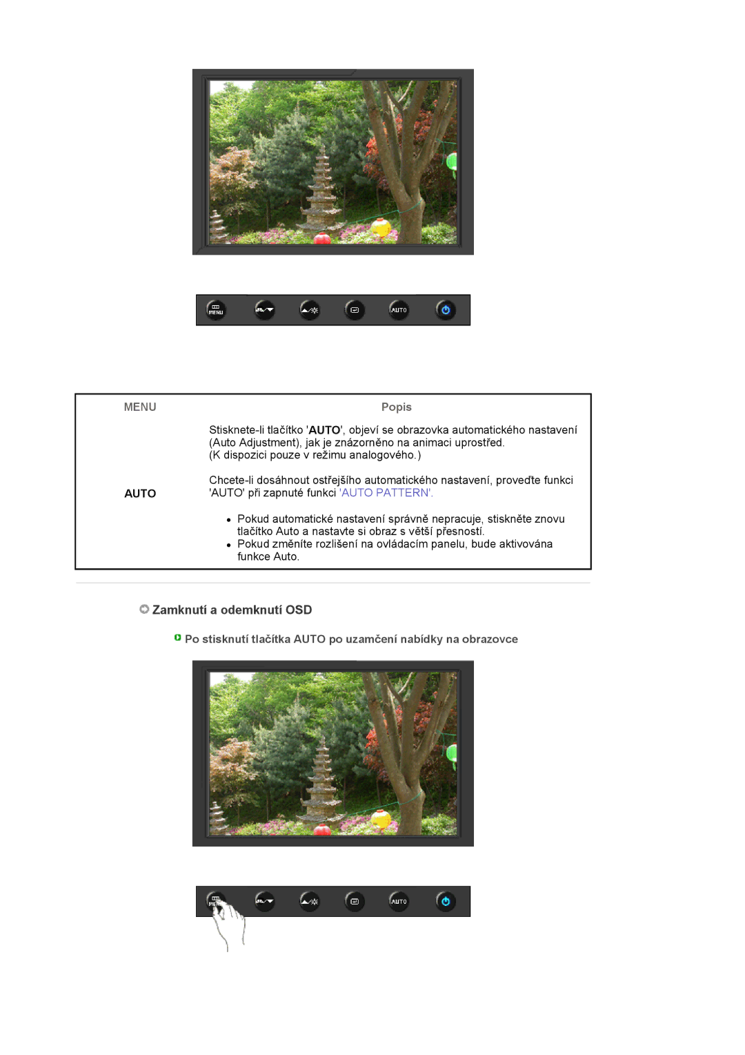 Samsung LS19HANKSM/EDC manual Zamknutí a odemknutí OSD, Popis 