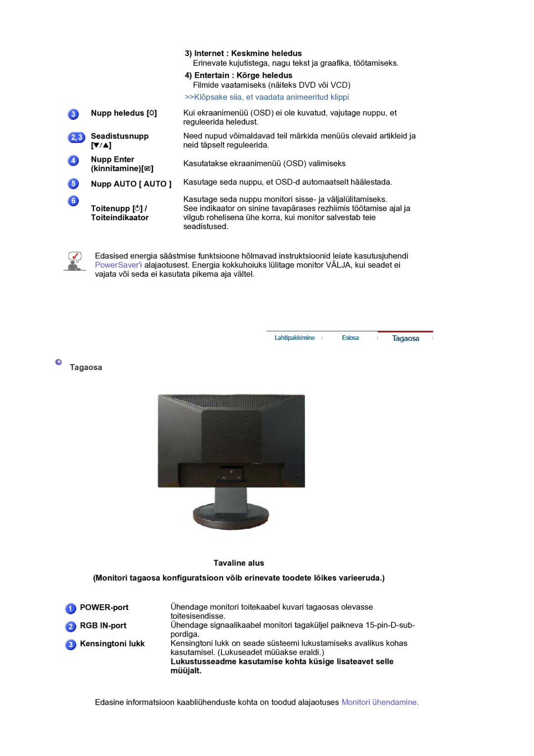 Samsung LS19HANKSM/EDC manual Tagaosa 