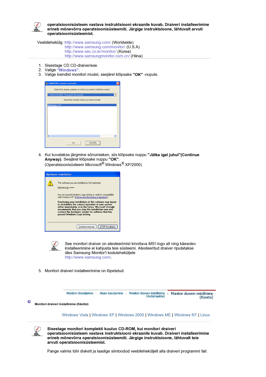 Samsung LS19HANKSM/EDC manual Valige Windows 