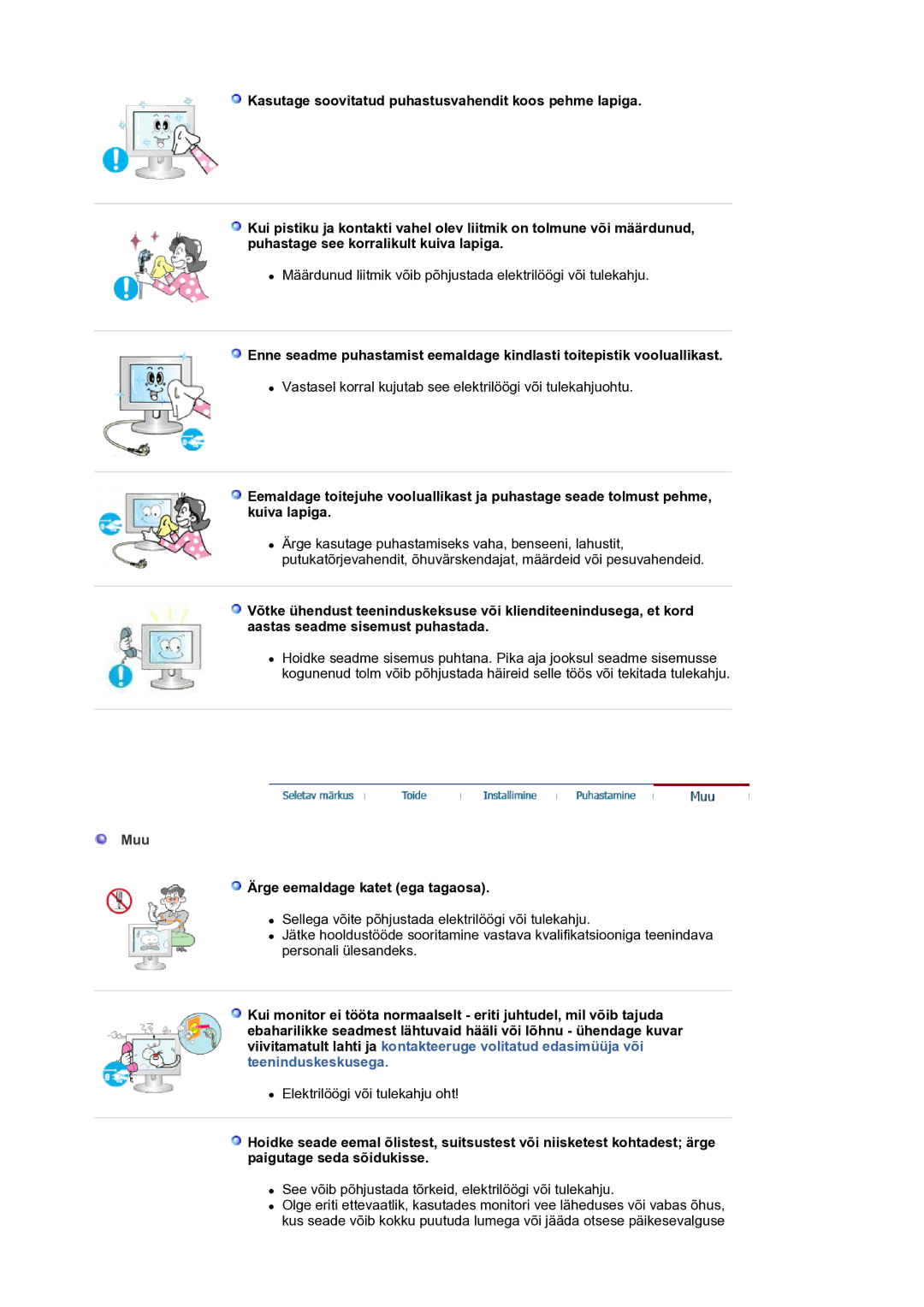 Samsung LS19HANKSM/EDC manual Muu, Ärge eemaldage katet ega tagaosa 