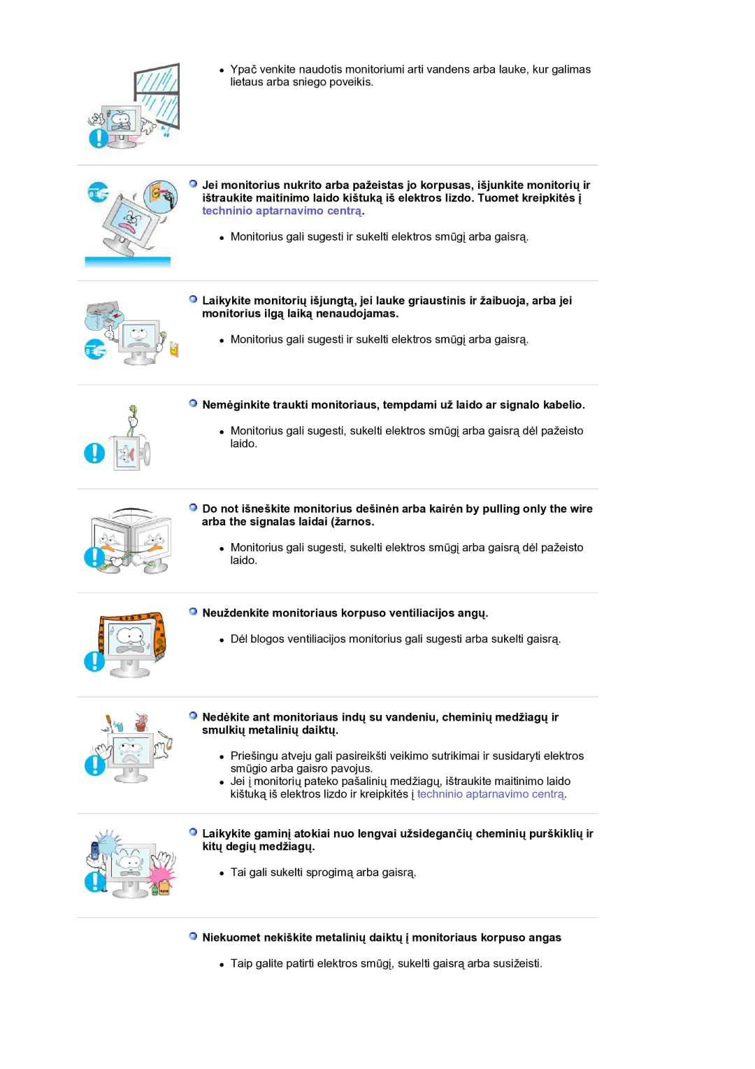 Samsung LS19HANKSM/EDC manual Neuždenkite monitoriaus korpuso ventiliacijos angų 