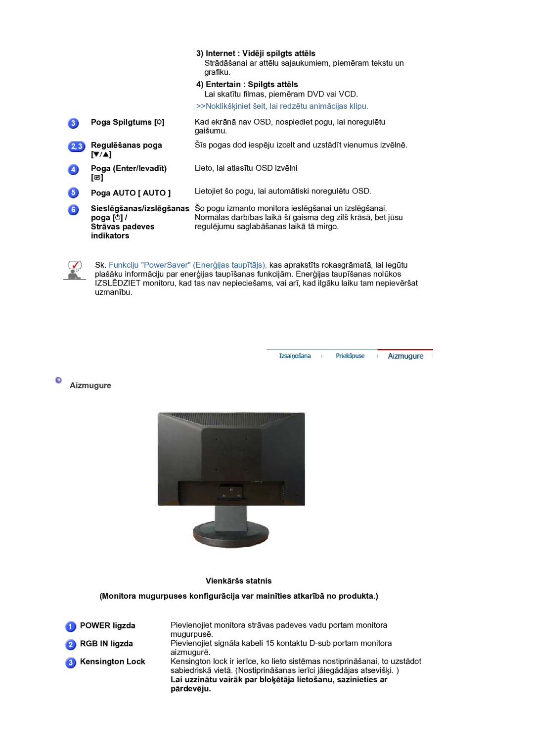 Samsung LS19HANKSM/EDC manual Aizmugure 