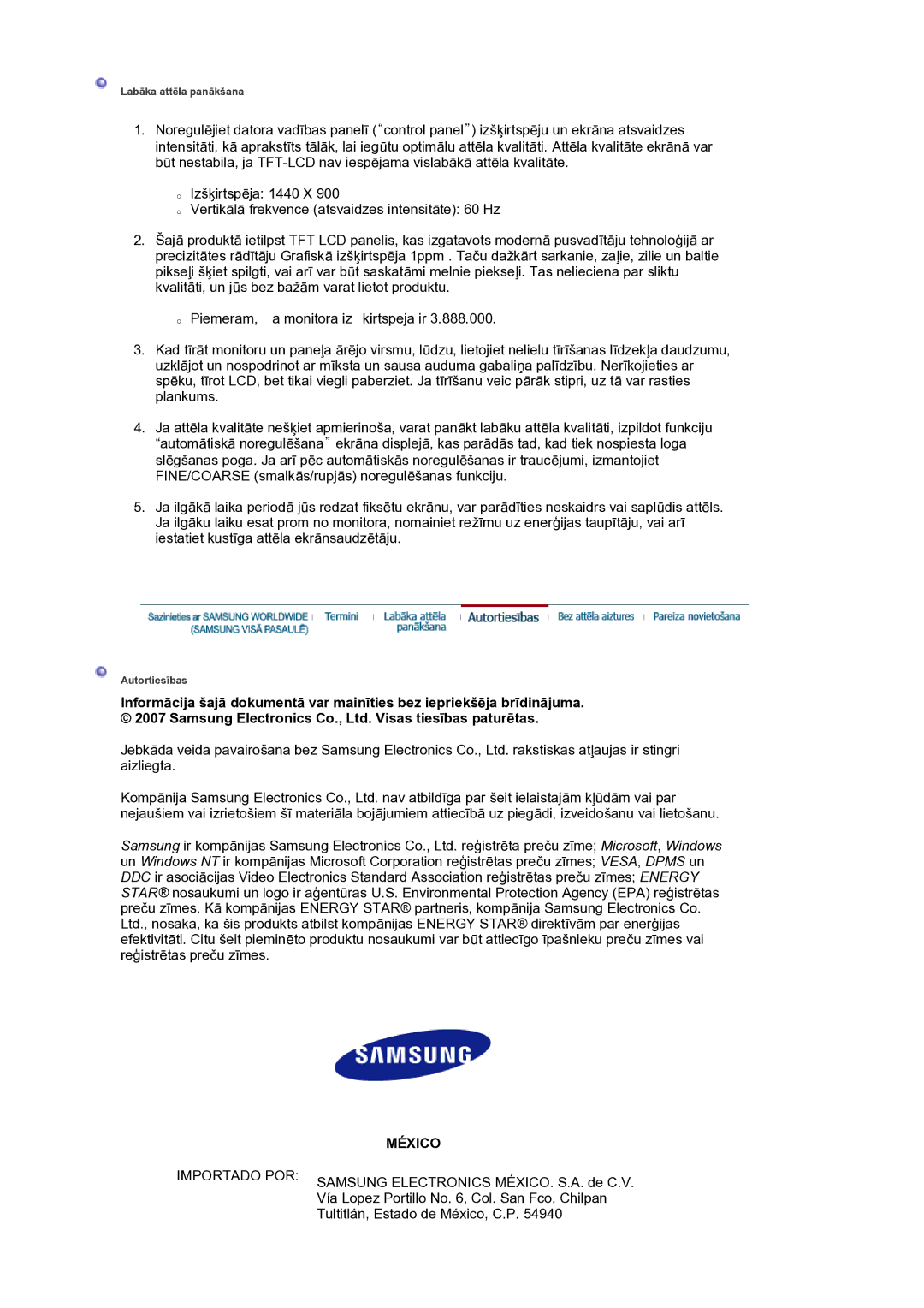 Samsung LS19HANKSM/EDC manual México 