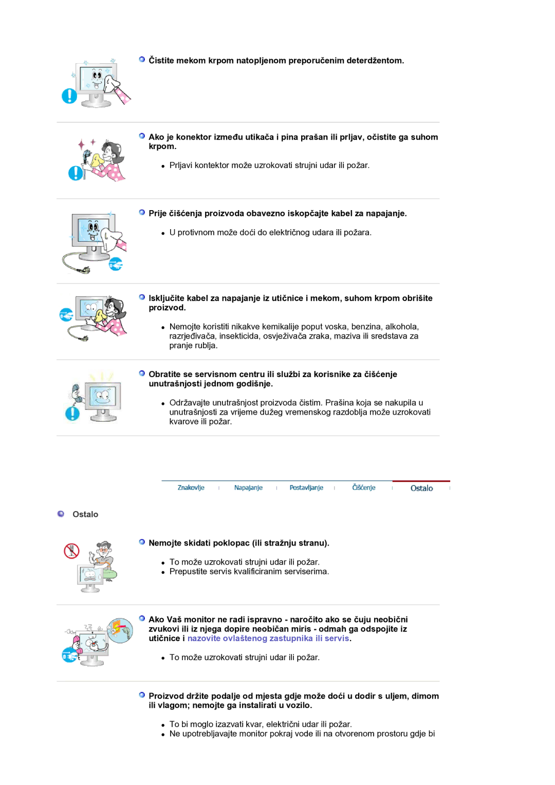 Samsung LS19HANKSM/EDC manual Ostalo, Nemojte skidati poklopac ili stražnju stranu 