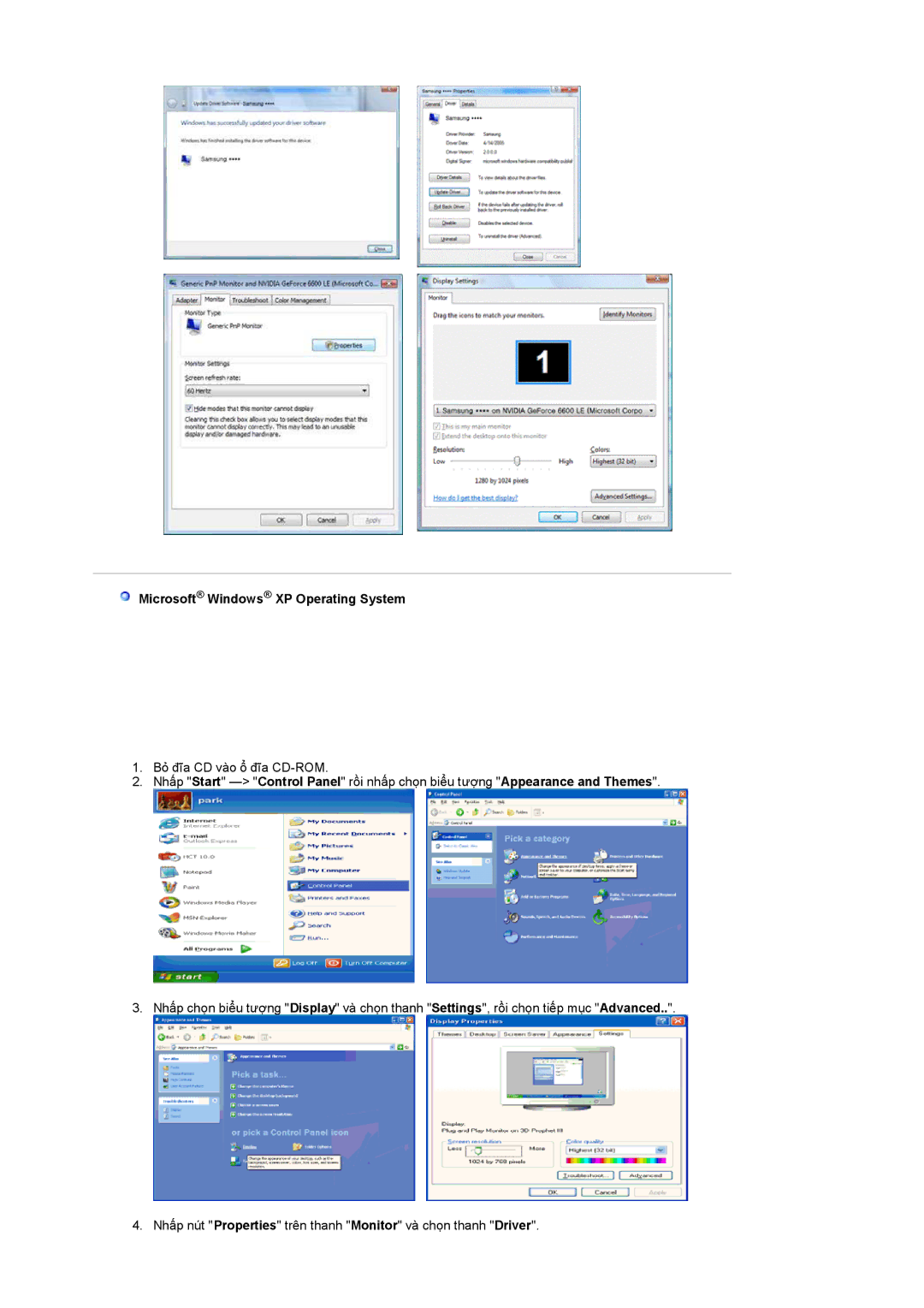 Samsung LS19HANSBB/XSV, LS19HANSSB/XSV manual Microsoft Windows XP Operating System 