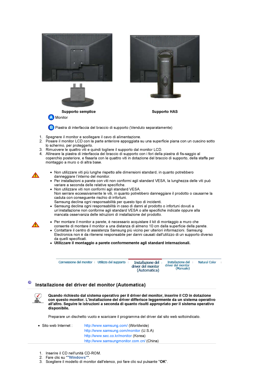 Samsung LS17HANSS/CLT, LS19HANSSB/EDC, LS17HANSS/EDC, LS19HANSSB/CLT manual Supporto has 