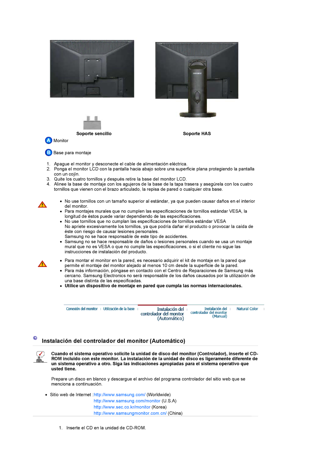 Samsung LS19HANSSB/EDC, LS17HANSS/EDC manual Soporte has 