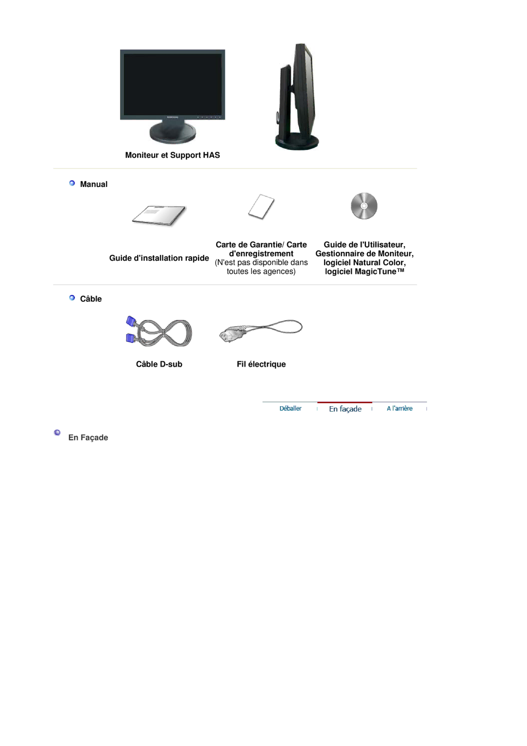 Samsung LS19HANSSB/EDC manual En Façade 