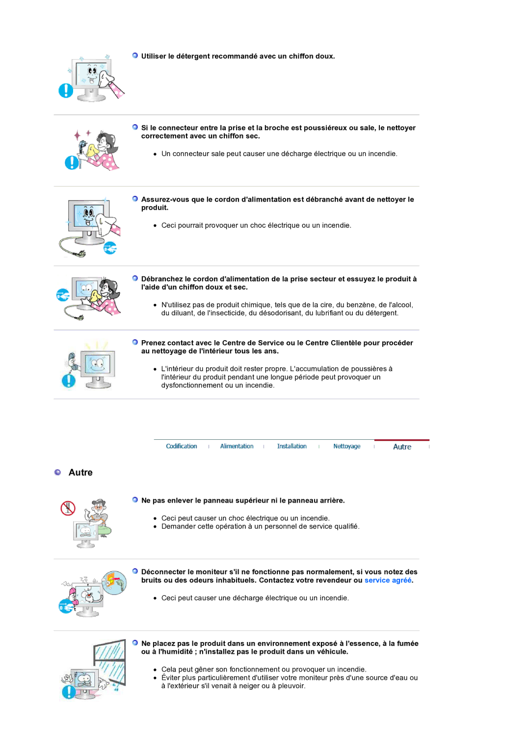 Samsung LS19HANSSB/EDC manual Autre, Ne pas enlever le panneau supérieur ni le panneau arrière 