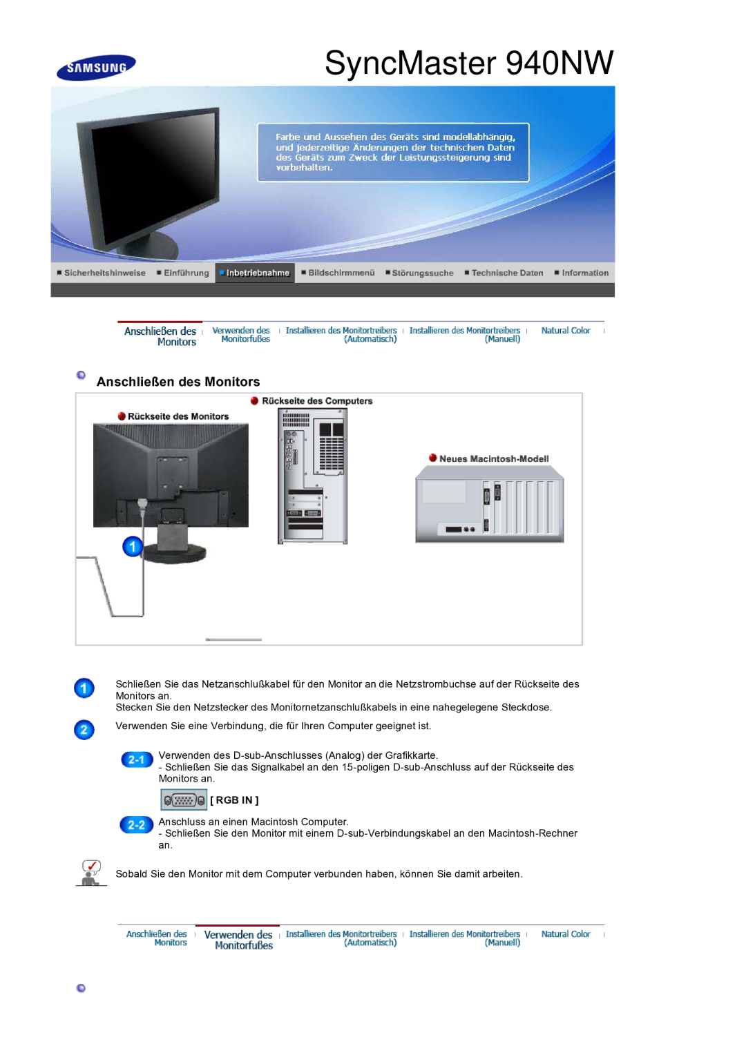 Samsung LS19HANSSB/EDC manual SyncMaster 940NW 