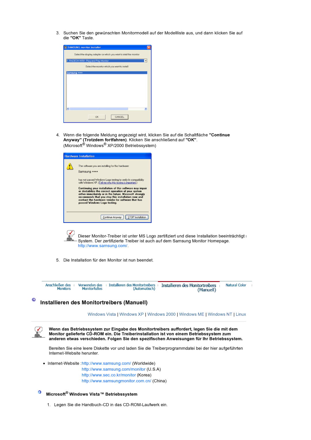 Samsung LS19HANSSB/EDC manual Legen Sie die Handbuch-CD in das CD-ROM-Laufwerk ein 