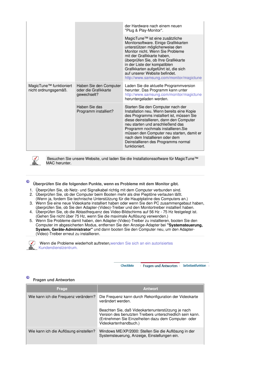 Samsung LS19HANSSB/EDC manual Frage Antwort 