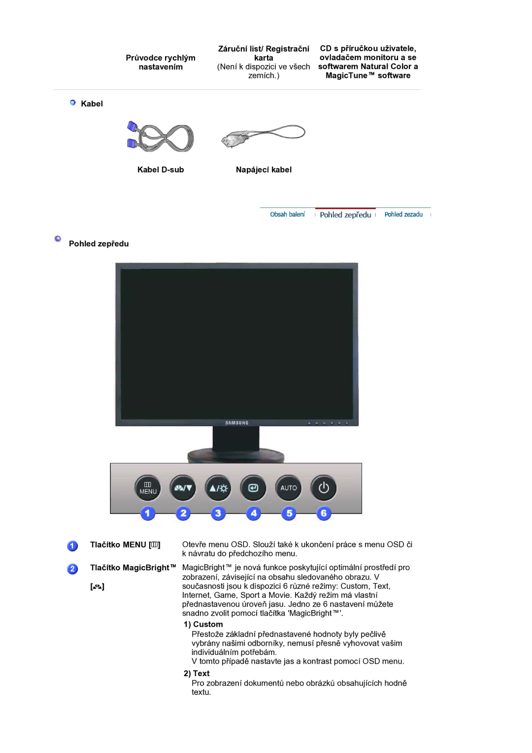 Samsung LS19HANSSB/EDC manual Ovladačem monitoru a se, Nastavením, Softwarem Natural Color a, Custom, Text 