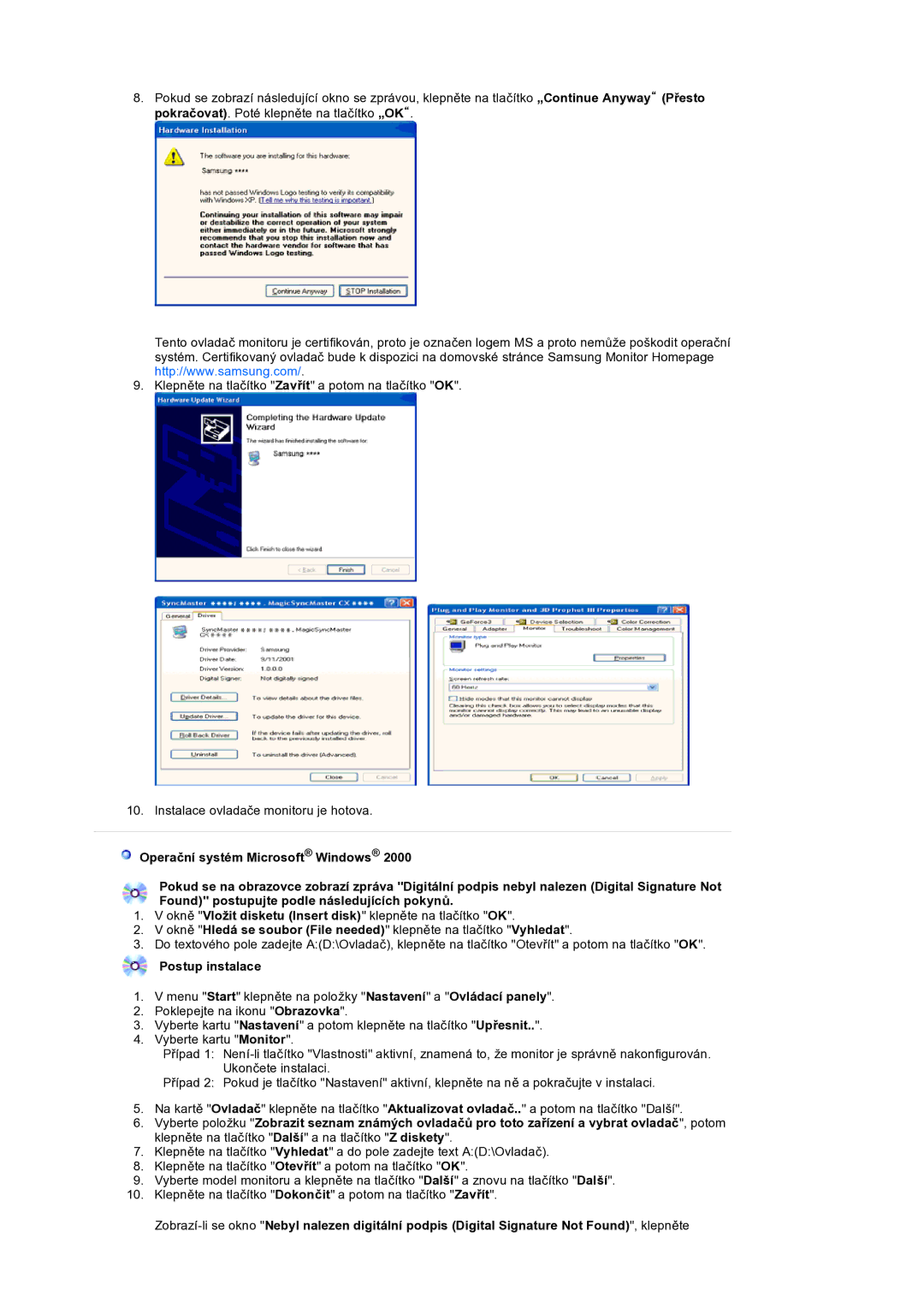 Samsung LS19HANSSB/EDC manual Postup instalace 