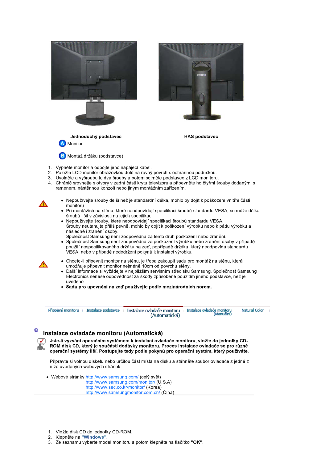 Samsung LS19HANSSB/EDC manual Has podstavec 