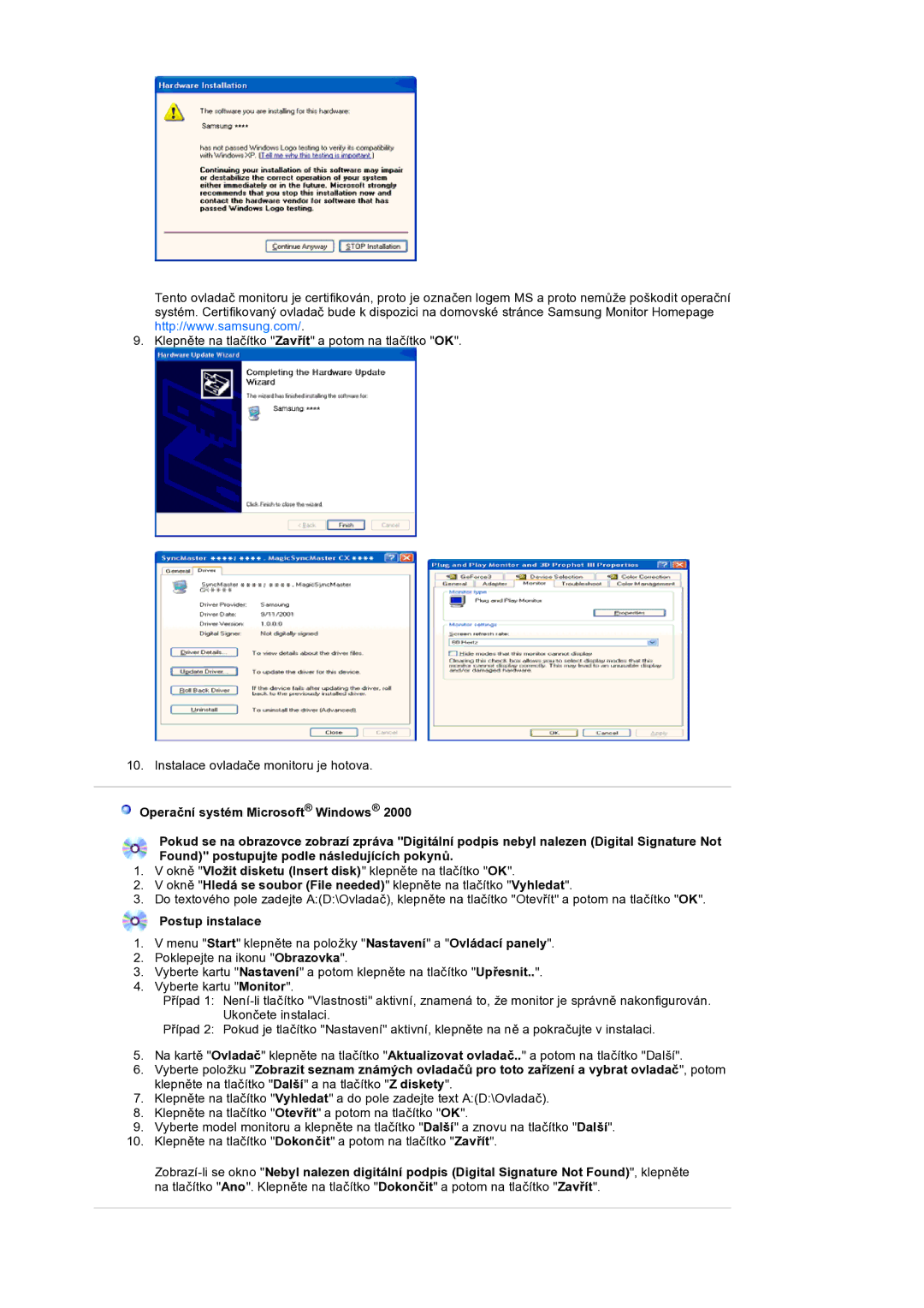 Samsung LS19HANSSB/EDC manual Postup instalace 