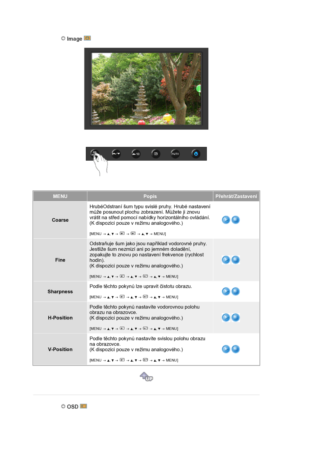 Samsung LS19HANSSB/EDC manual Image, Coarse Fine Sharpness Position 