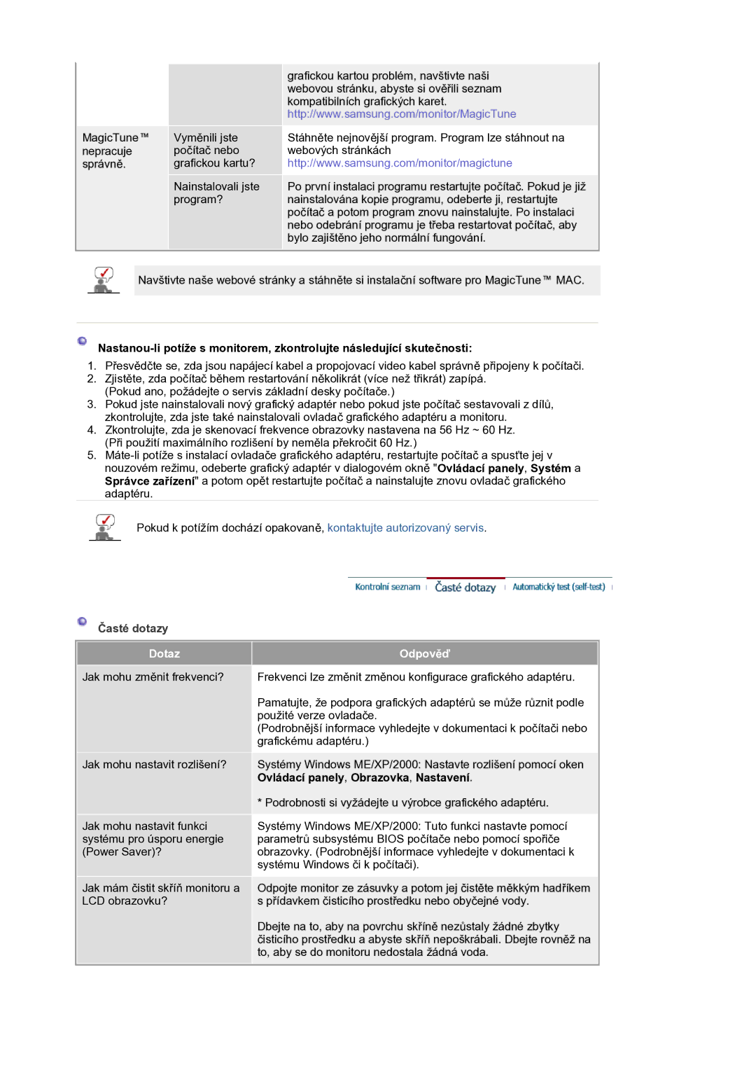 Samsung LS19HANSSB/EDC manual Dotaz, Odpověď 