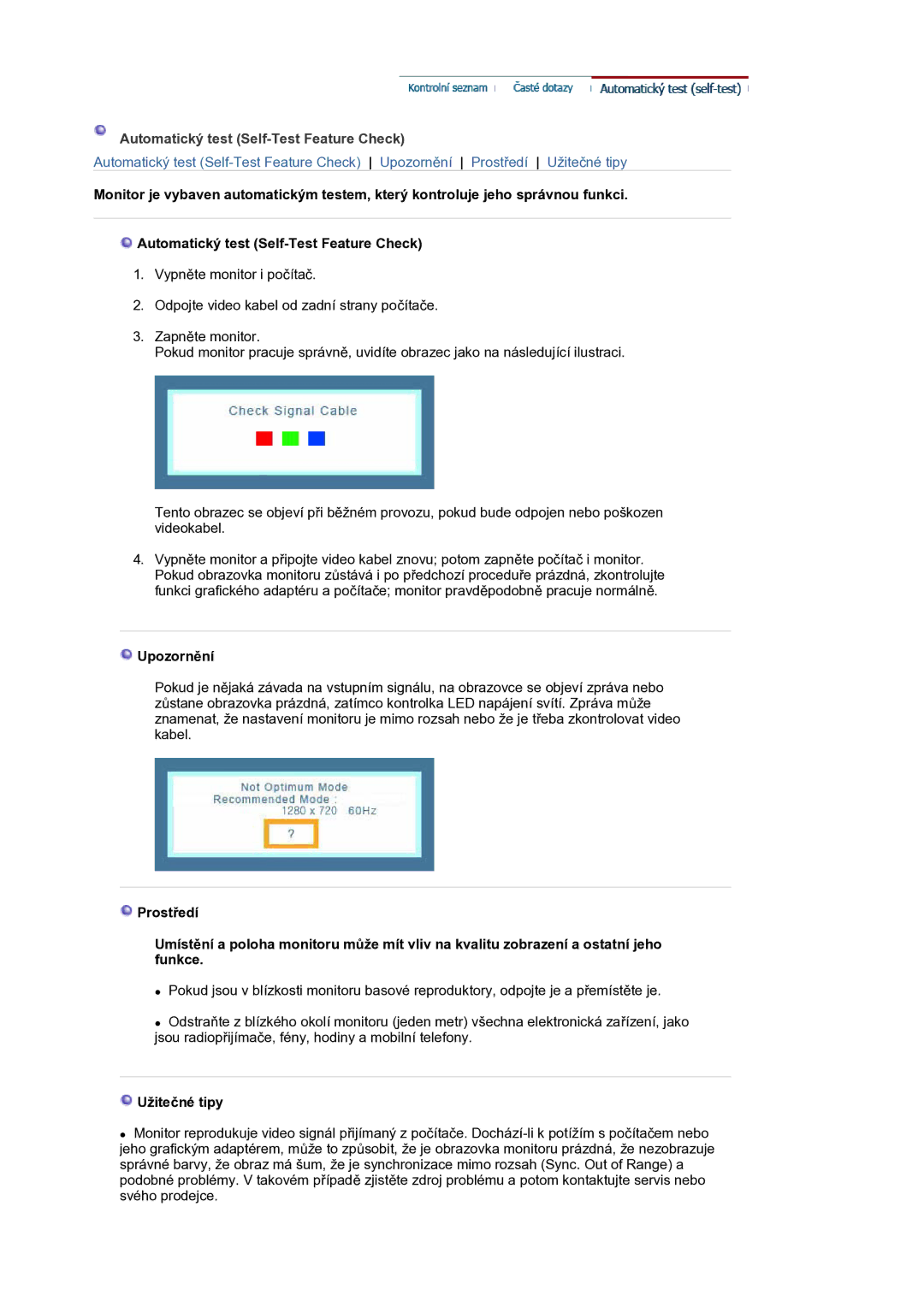 Samsung LS19HANSSB/EDC manual Upozornění, Užitečné tipy 