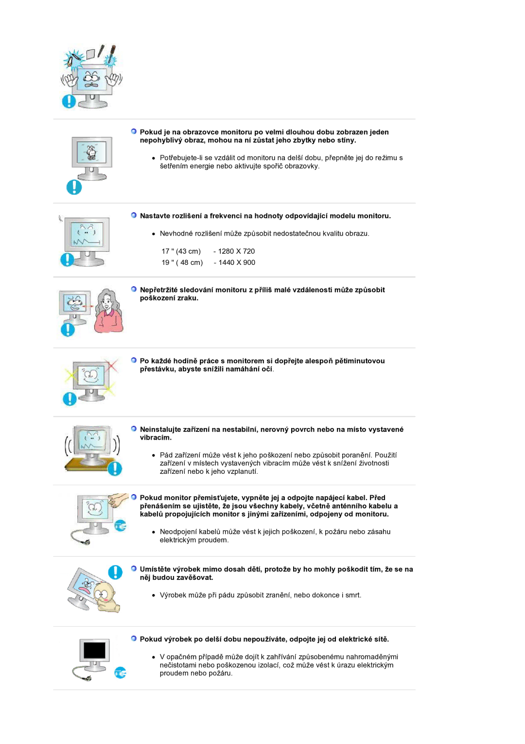 Samsung LS19HANSSB/EDC manual Výrobek může při pádu způsobit zranění, nebo dokonce i smrt 