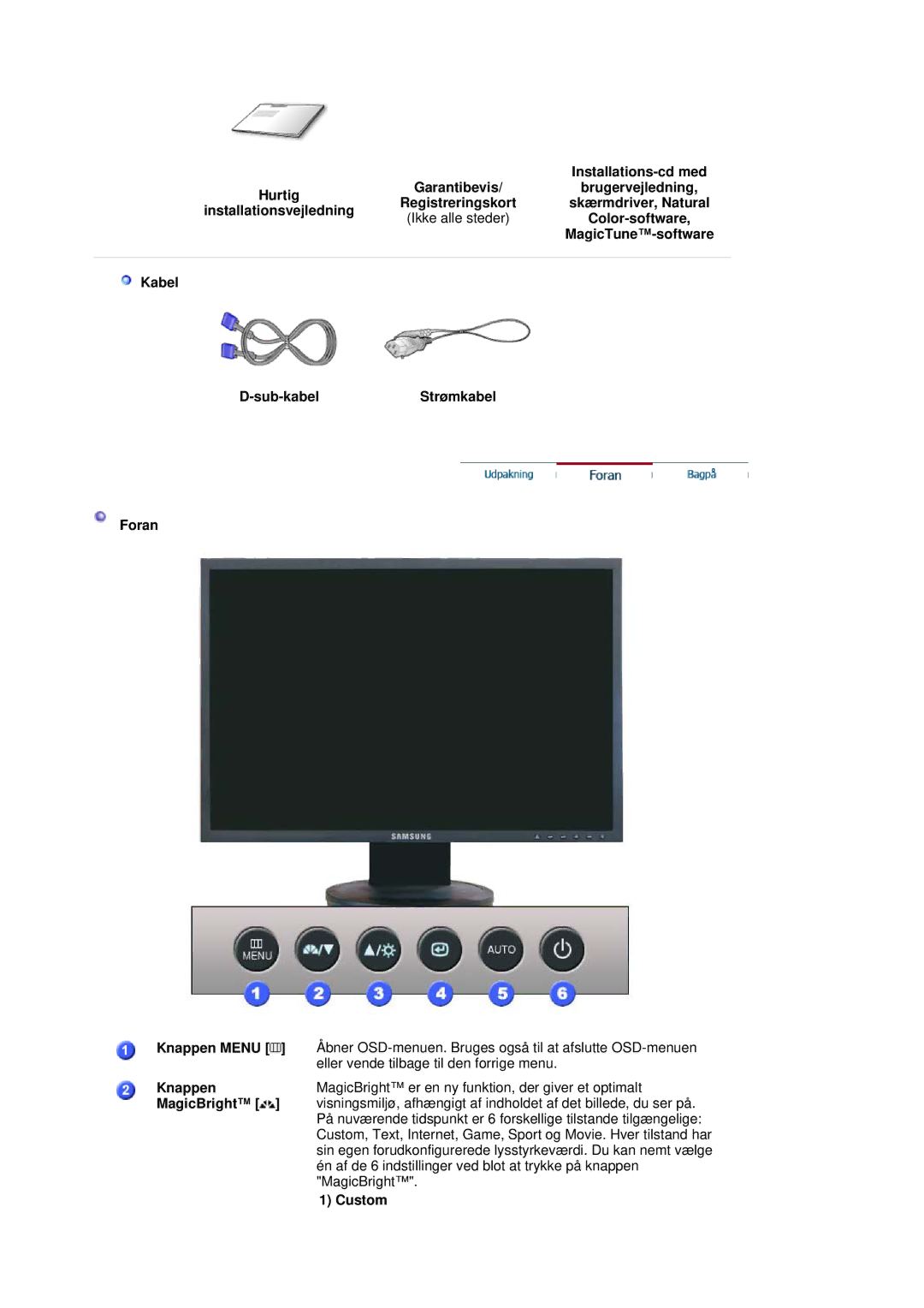 Samsung LS19HANSSB/EDC manual Installations-cd med, Hurtig Garantibevis Brugervejledning Registreringskort, Color-software 