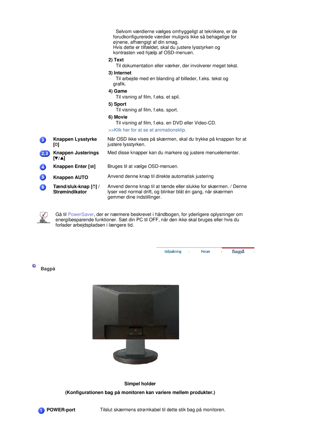 Samsung LS19HANSSB/EDC manual Text, Internet, Game, Sport, Movie 